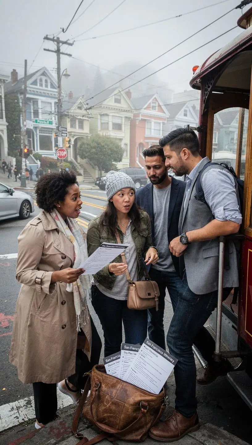Mapa lokalnych tras podróży z notatkami o punktach widokowych.