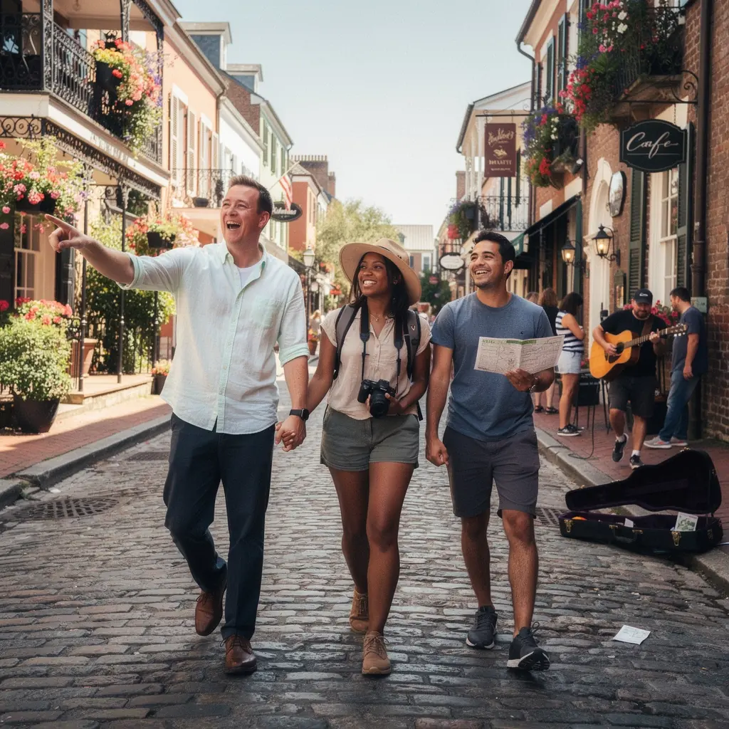 Plan podróży z zaznaczonymi atrakcjami turystycznymi w USA.